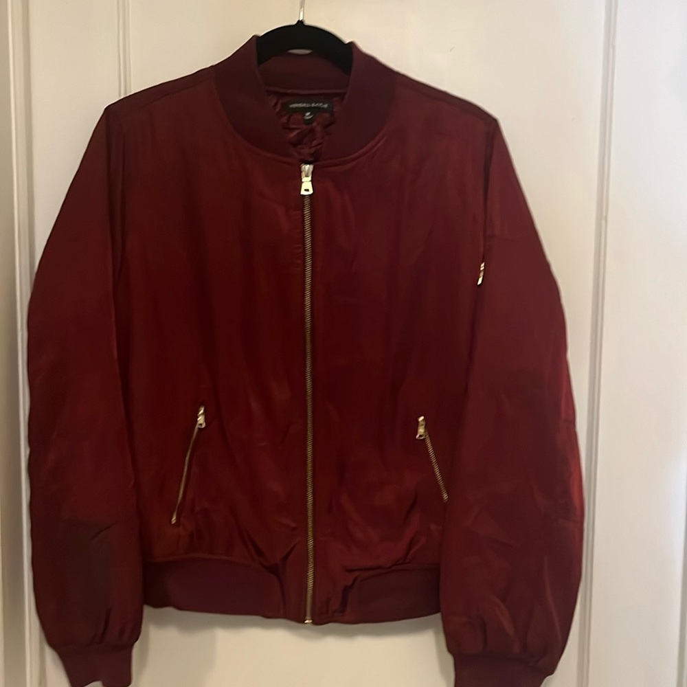 EUC Kendall & Kylie satin cropped bomber jacket